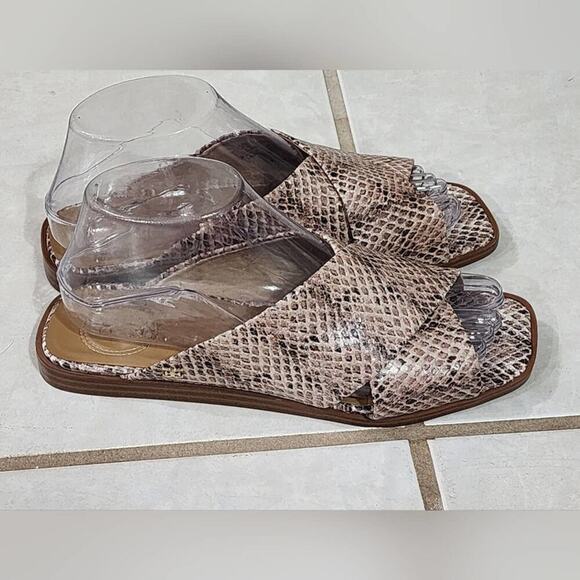 Sam Edelman Idina snakeskin Sesame Slip On Open‎ Toe Mule Slide Flat Sandal sz 7 - Picture 3 of 7